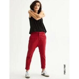 Nili Lotan Paris Pants Sunkissed Red $345 Drop Crotch Cotton Slouchy Crop